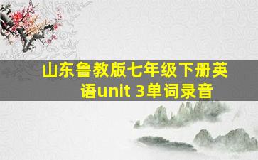 山东鲁教版七年级下册英语unit 3单词录音